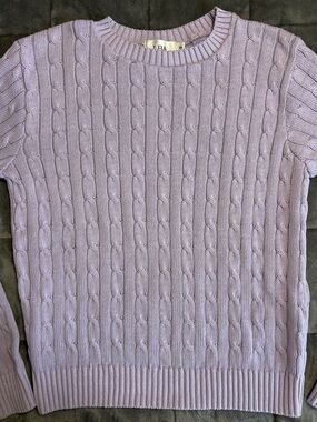 Lavender Cable-Knit Crew Sweater